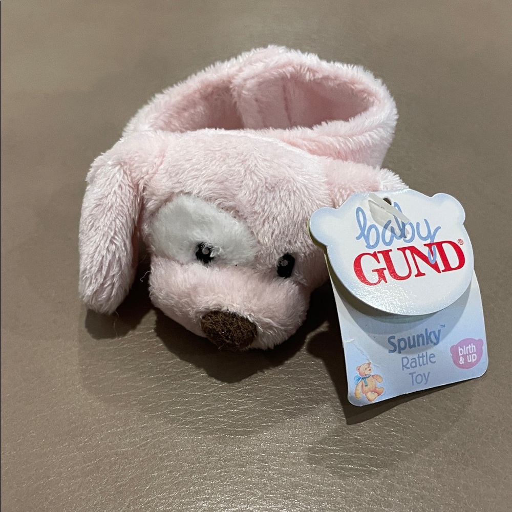 GUND Spunky Pink Rattle Toy NEW